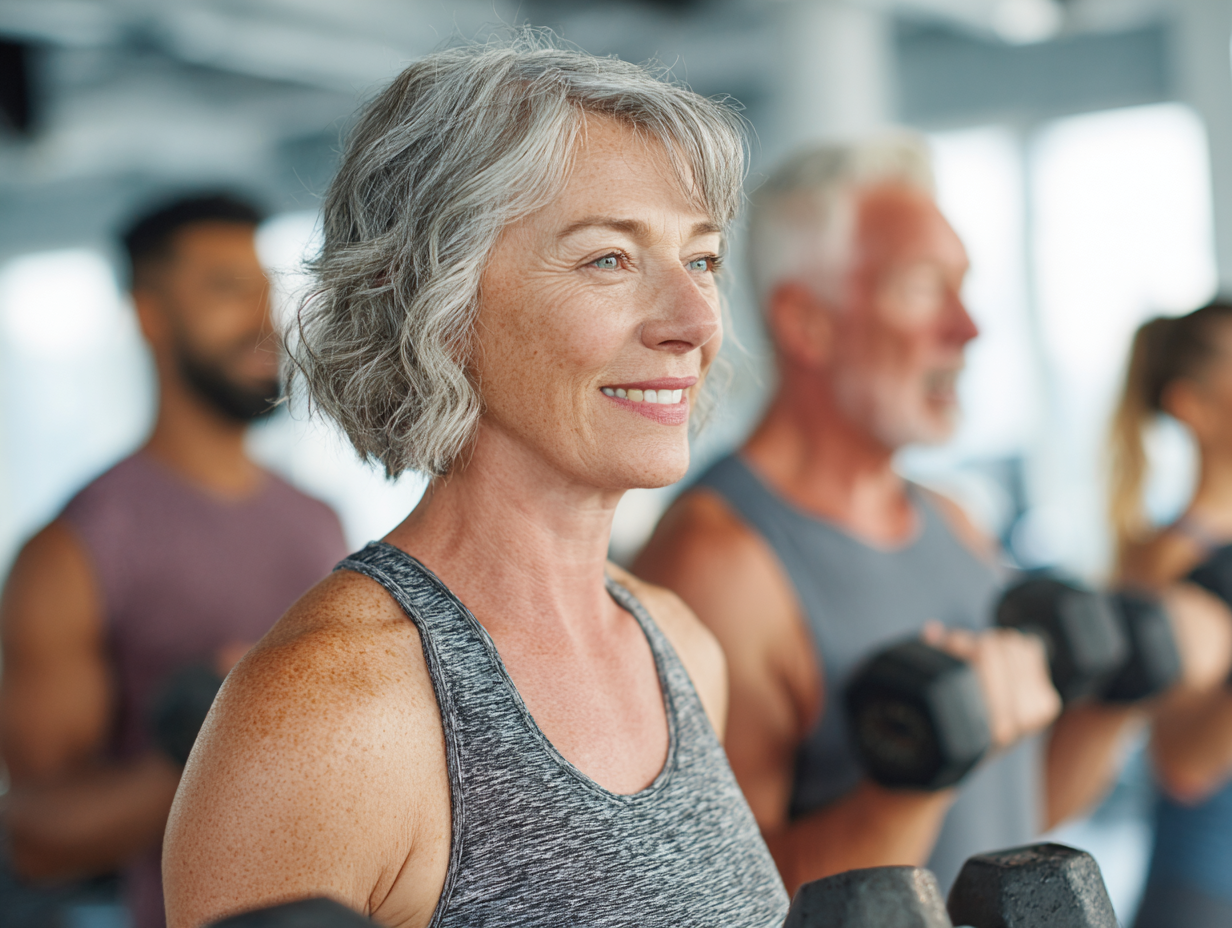 Група людей різного віку займається фітнесом